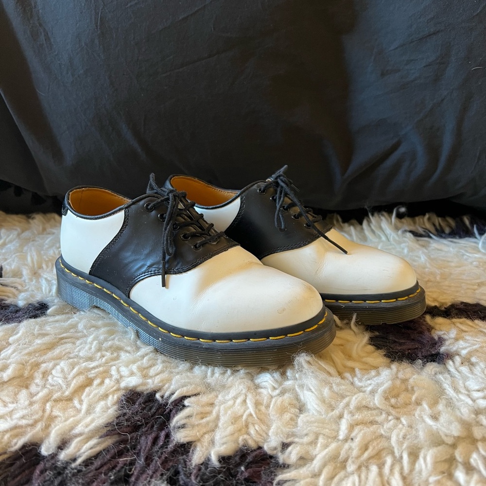 Dr. Marten black & white saddle shoes